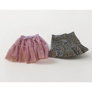 Lot of 2 H&M Tutu Skirt Place Animal Print Skort Skirt Girls Size 3-4 Pink Brown